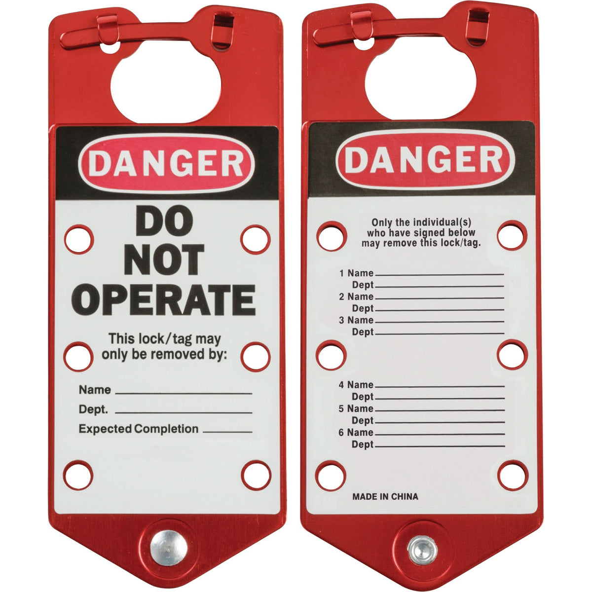 Labeled Lockout Hasps, Red