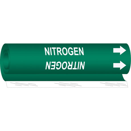 "Nitrogen" Pipe Marker, Wrap-Around, 26" H x 12" W, White on Green