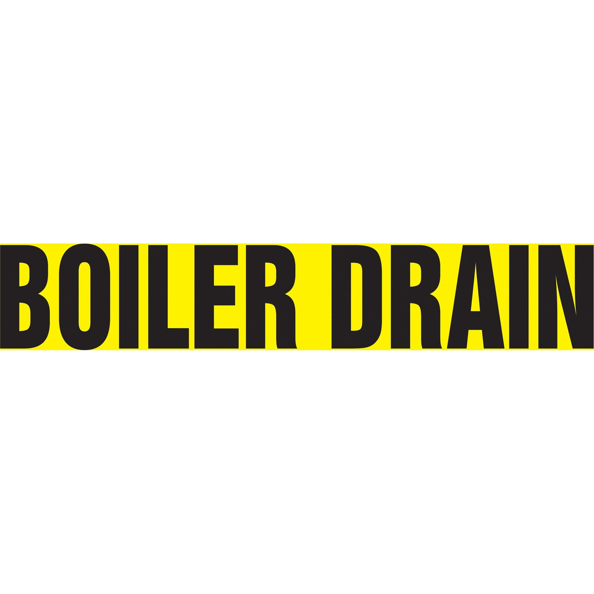 "Boiler Drain" Pipe Marker, Self-Adhesive, 1" H x 8" W, Black on Yellow