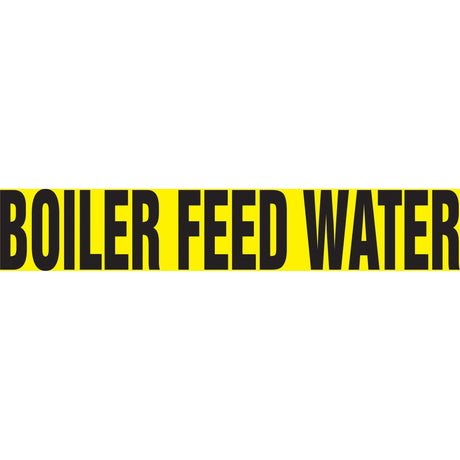 "Boiler Feed Water" Pipe Marker, Self-Adhesive, 4" H x 24" W, Black on Yellow