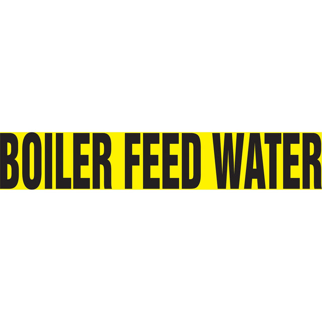 "Boiler Feed Water" Pipe Marker, Self-Adhesive, 4" H x 24" W, Black on Yellow