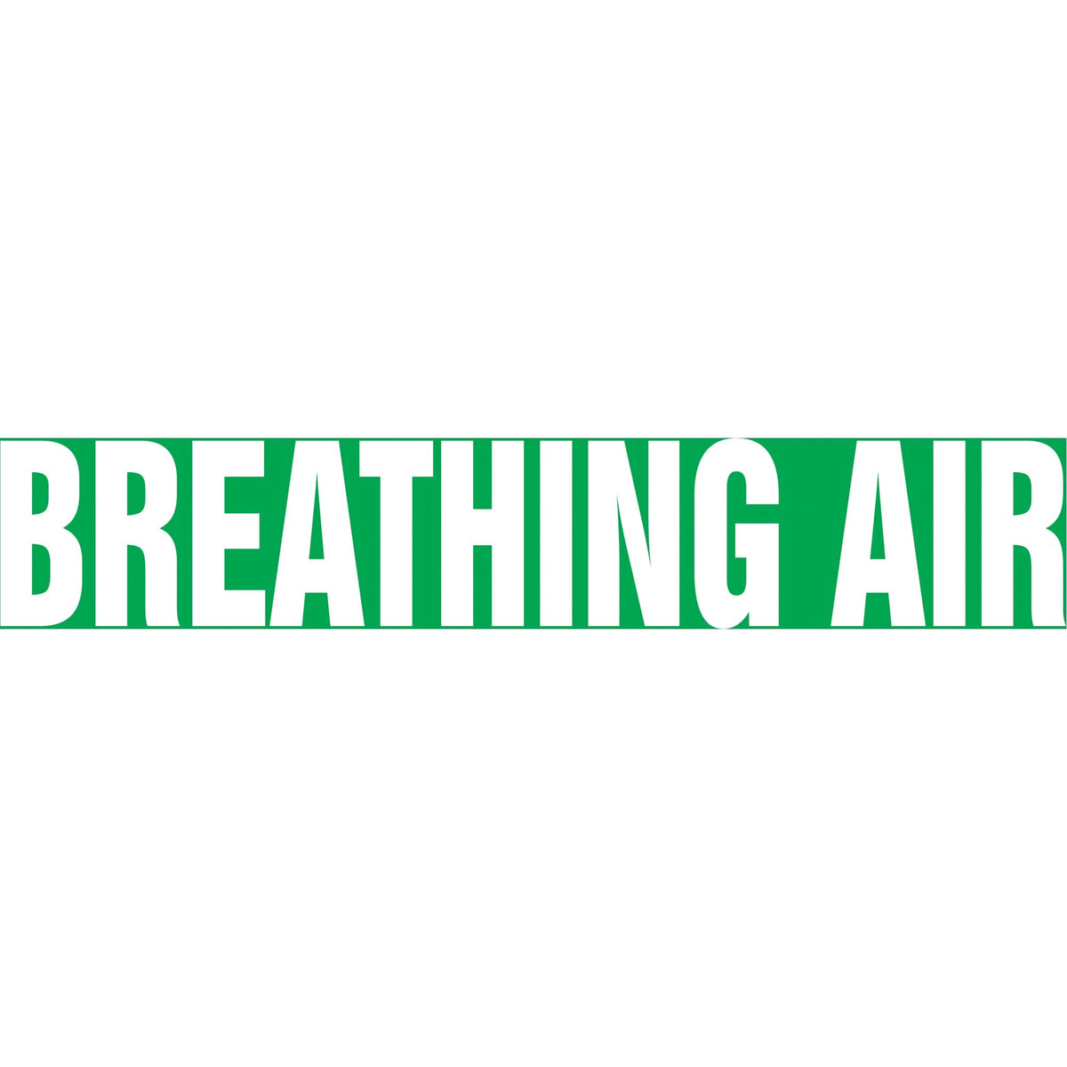 "Breathing Air" Pipe Marker, Self-Adhesive, 1" H x 8" W, White on Green
