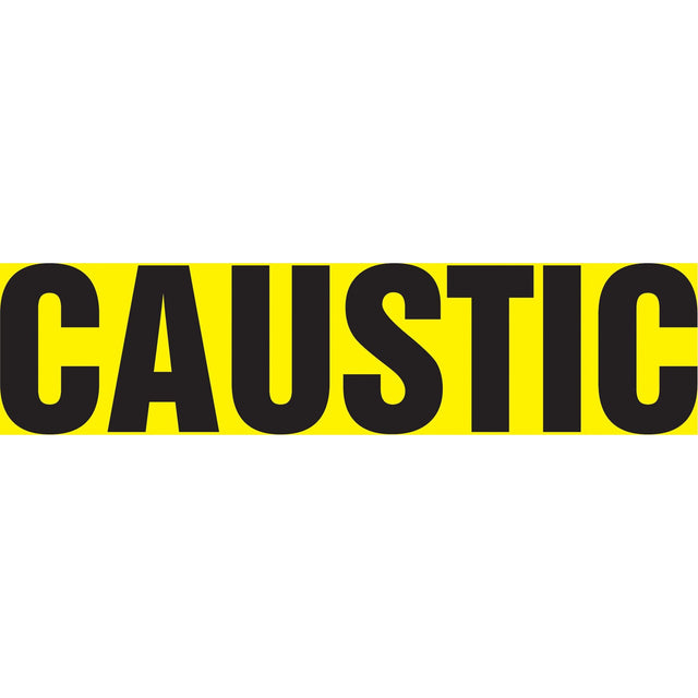"Caustic" Pipe Marker, Self-Adhesive, 1-1/2" H x 8" W, Black on Yellow