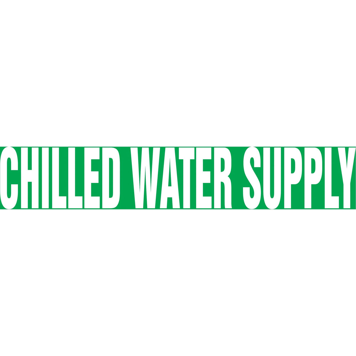 "Chilled Water Supply" Pipe Markers, Self-Adhesive, 2-1/2" H x 12" W, White on Green