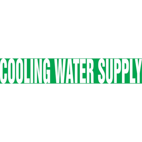 "Cooling Water Supply" Pipe Marker, Self-Adhesive, 2-1/2" H x 12" W, White on Green