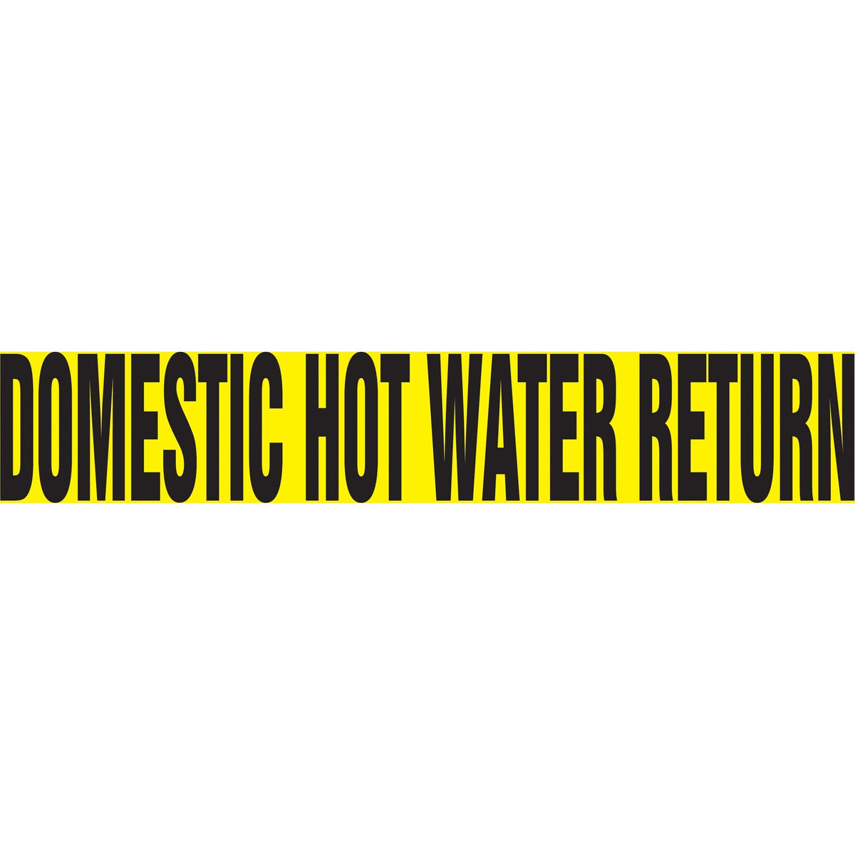 "Domestic Hot Water Return" Pipe Marker, Self-Adhesive, 1-1/2" H x 8" W, Black on Yellow