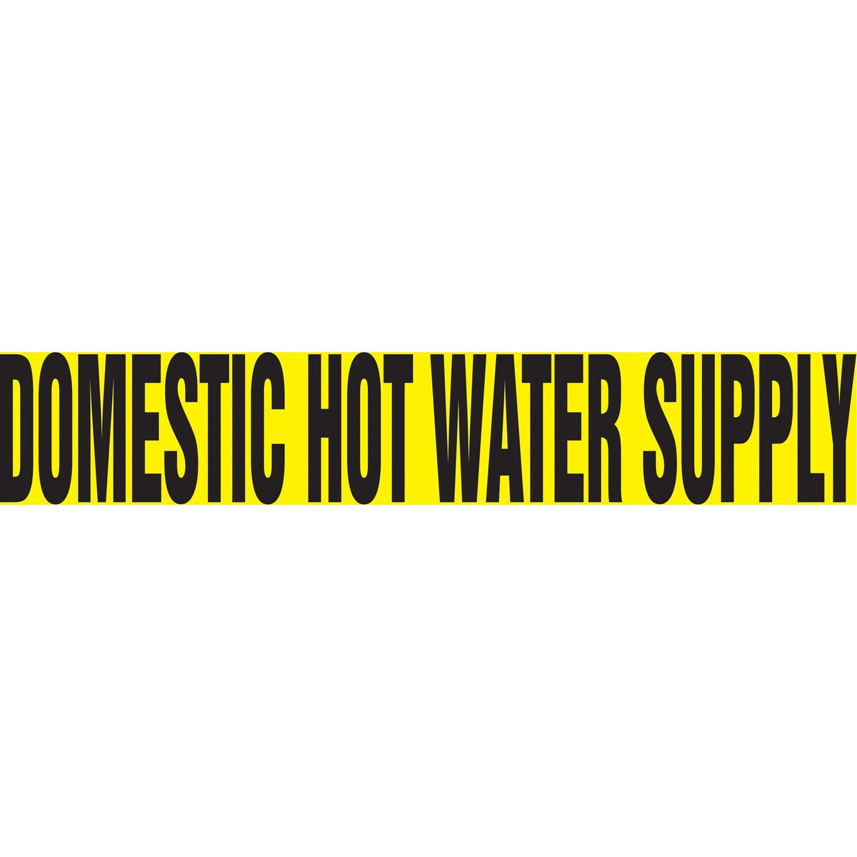 "Domestic Hot Water Supply" Pipe Marker, Self-Adhesive, 1-1/2" H x 8" W, Black on Yellow