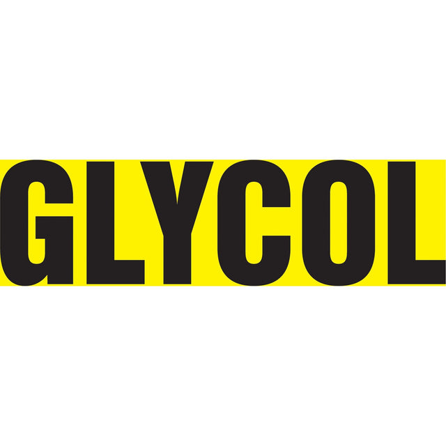 "Glycol" Pipe Marker, Self-Adhesive, 1-1/2" H x 8" W, Black on Yellow