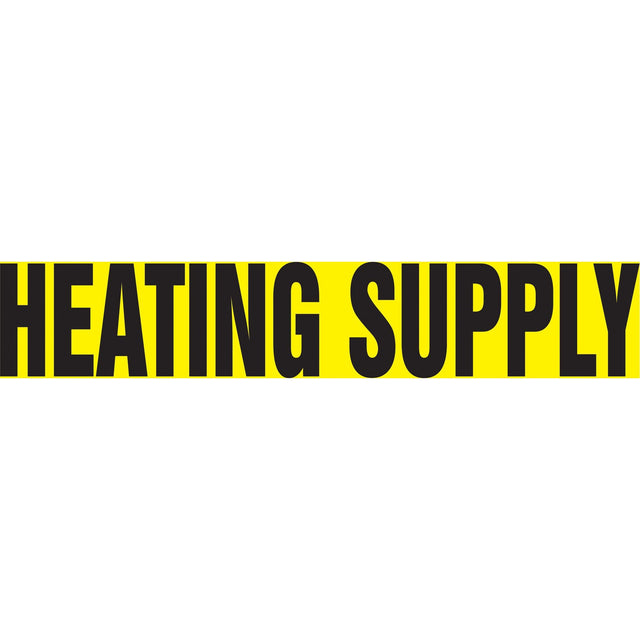 "Heating Supply" Pipe Marker, Self-Adhesive, 1" H x 8" W, Black on Yellow