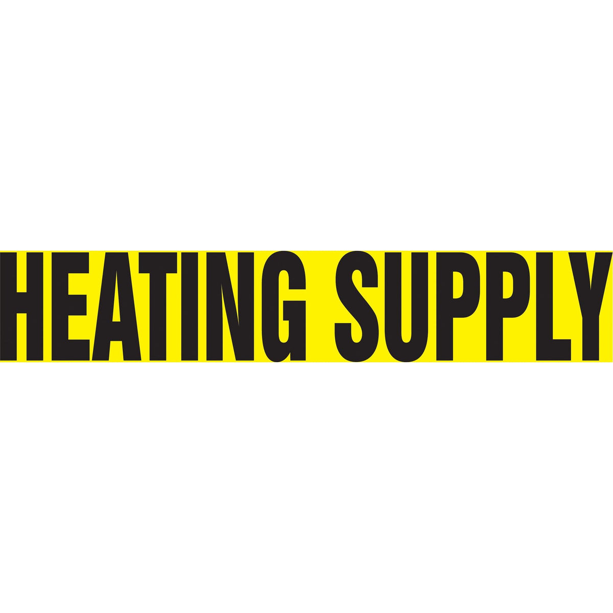 "Heating Supply" Pipe Marker, Self-Adhesive, 1-1/2" H x 8" W, Black on Yellow