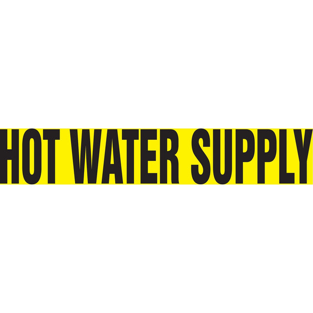 "Hot Water Supply" Pipe Markers, Self-Adhesive, 2-1/2" H x 12" W, Black on Yellow