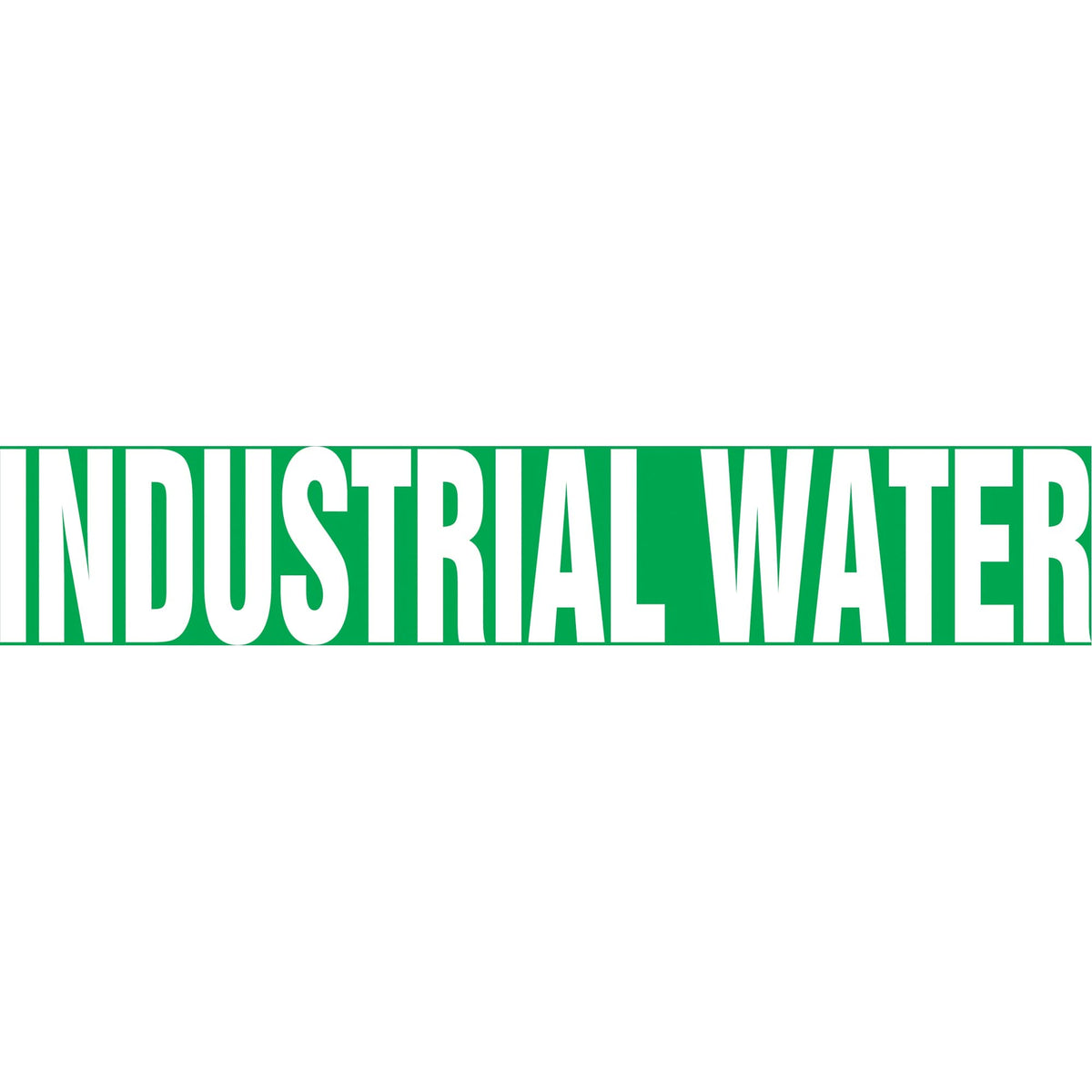 "Industrial Water" Pipe Marker, Self-Adhesive, 4" H x 24" W, White on Green
