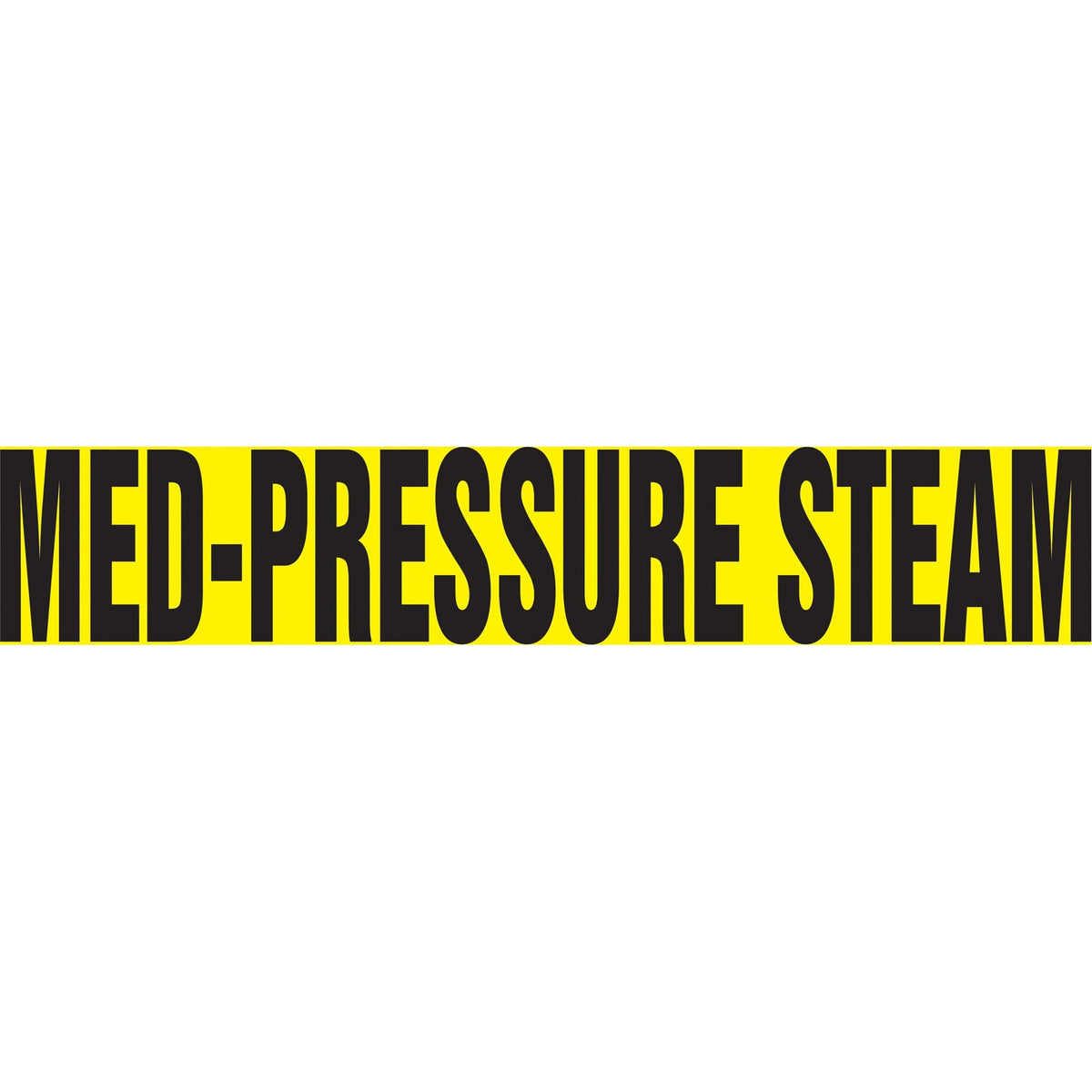 "Med-Pressure Steam" Pipe Marker, Self-Adhesive, 2-1/2" H x 12" W, Black on Yellow