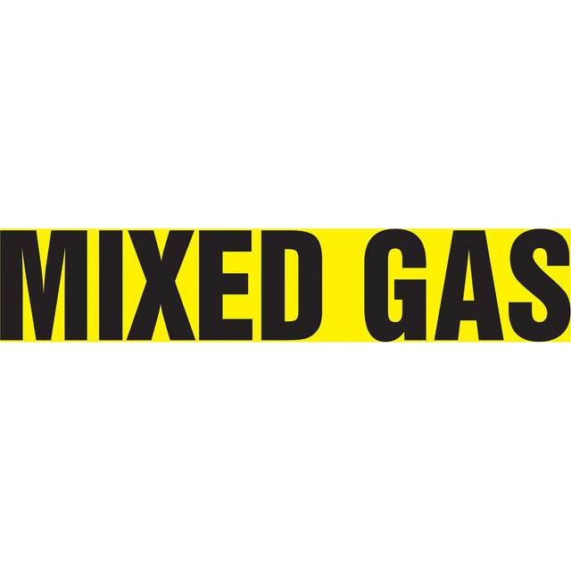 "Mixed Gas" Pipe Marker, Self-Adhesive, 4" H x 24" W, Black on Yellow