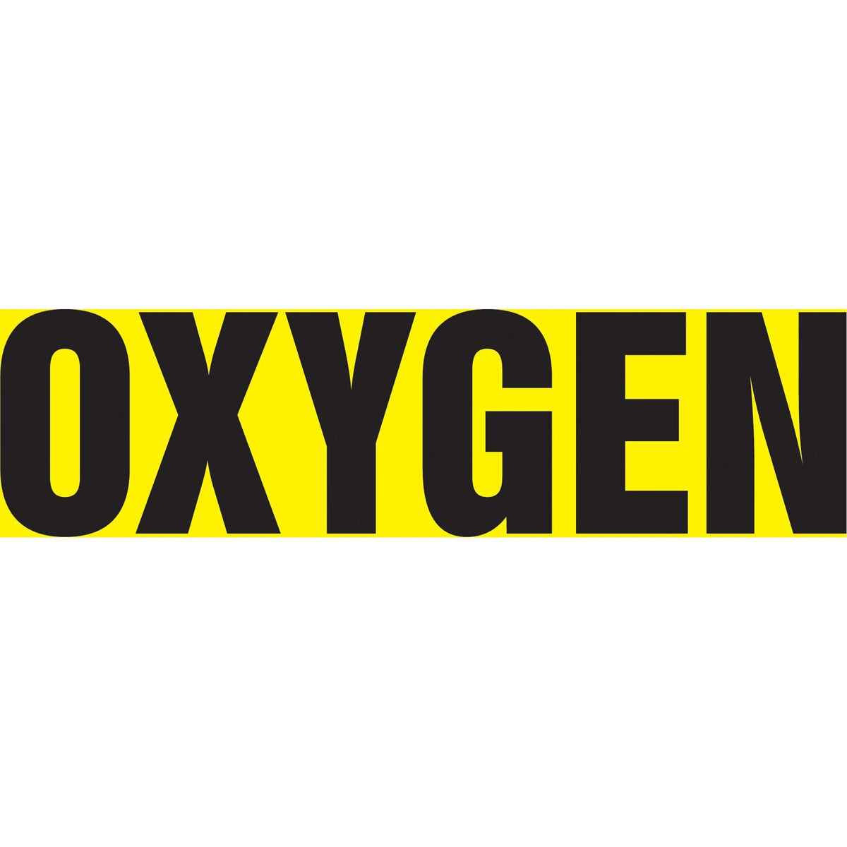 "Oxygen" Pipe Marker, Self-Adhesive, 1" H x 8" W, Black on Yellow