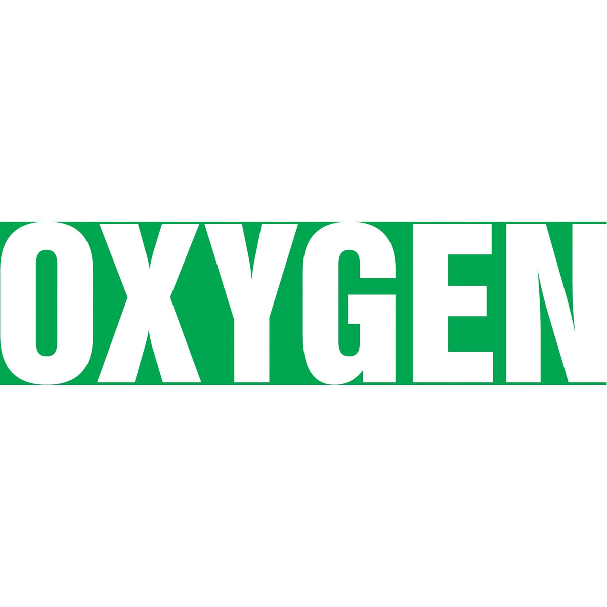 "Oxygen" Pipe Marker, Self-Adhesive, 1" H x 8" W, White on Green