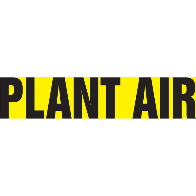 "Plant Air" Pipe Marker, Self-Adhesive, 4" H x 24" W, Black on Yellow
