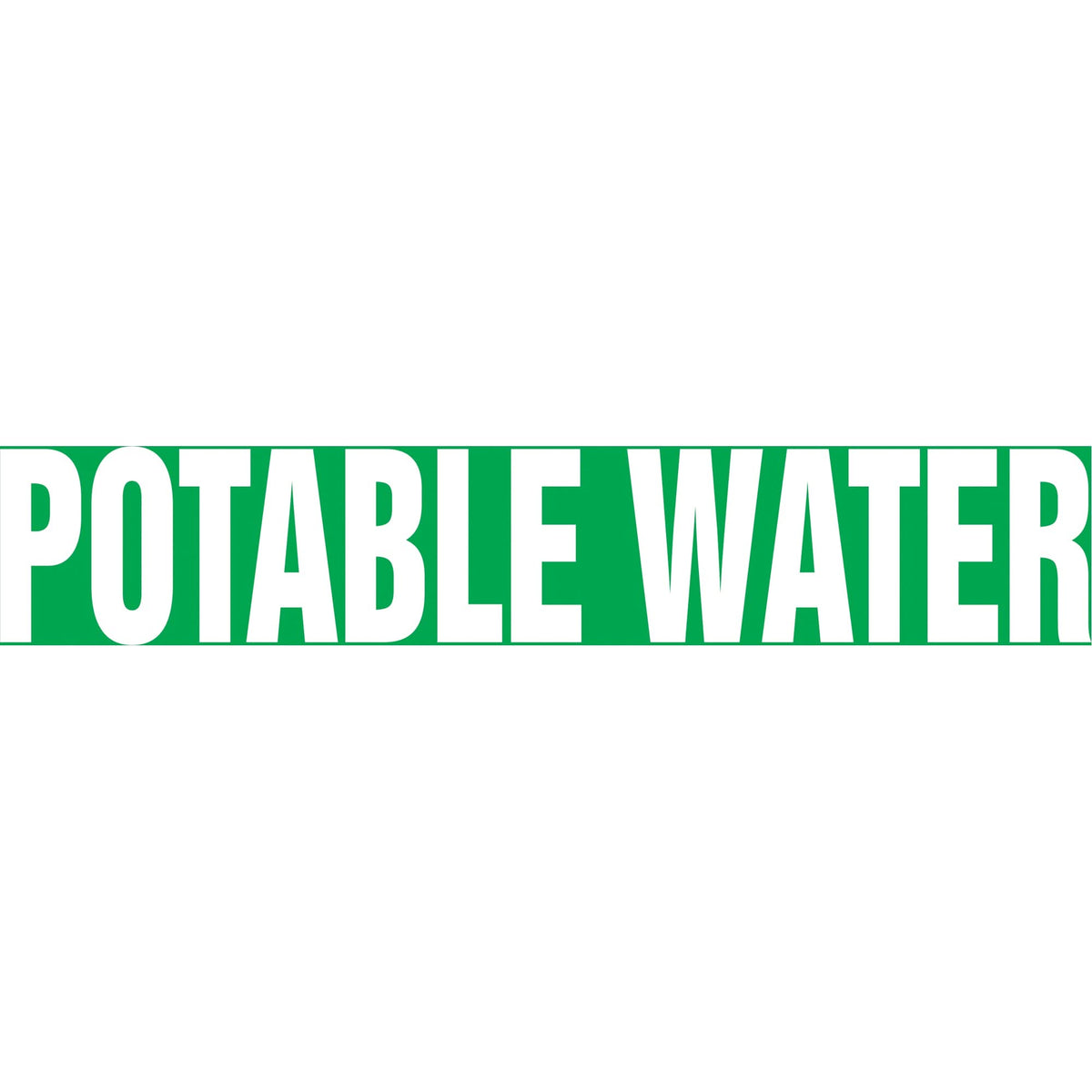"Potable Water" Pipe Marker, Self-Adhesive, 1" H x 8" W, White on Green