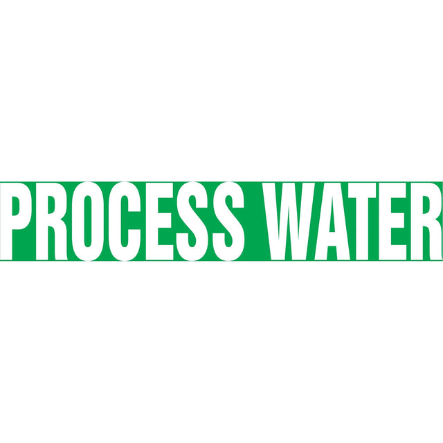 "Process Water" Pipe Marker, Self-Adhesive, 1-1/2" H x 8" W, White on Green