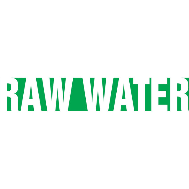 "Raw Water" Pipe Marker, Self-Adhesive, 1-1/2" H x 8" W, White on Green