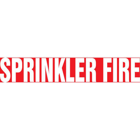"Sprinkler Fire" Pipe Marker, Self-Adhesive, 1" H x 8" W, White on Red