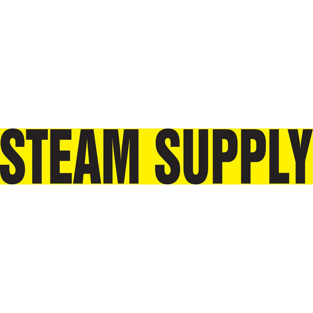 "Steam Supply" Pipe Markers, Self-Adhesive, 4" H x 24" W, Black on Yellow