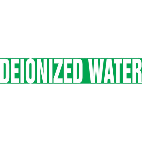 Snap Tite™ "Deionized Water" Pipe Marker, Snap-On, 9" H x 8" W, White on Green