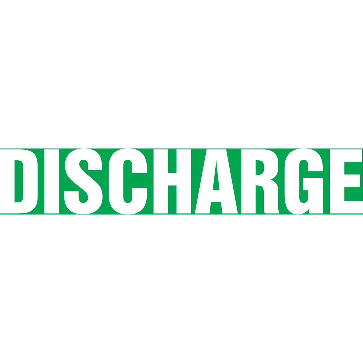 Snap Tite™ "Discharge" Pipe Marker, Snap-On, 6" H x 8" W, White on Green
