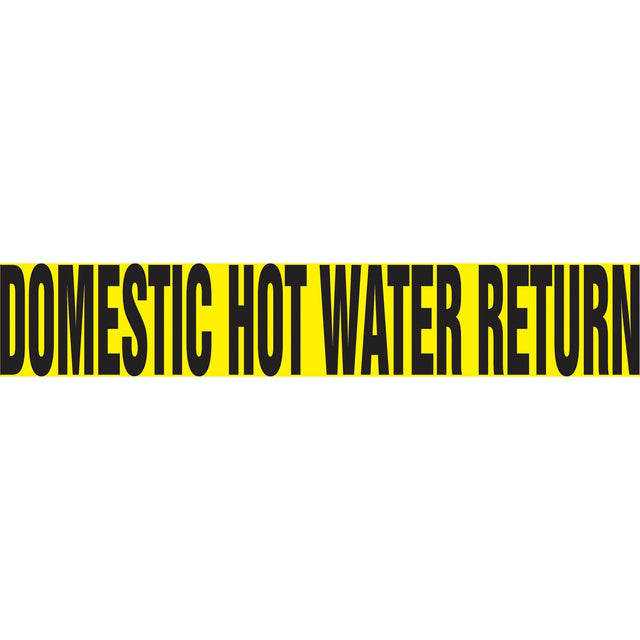 Snap Tite™ "Domestic Hot Water Return" Pipe Marker, Snap-On, 6" H x 8" W, Black on Yellow