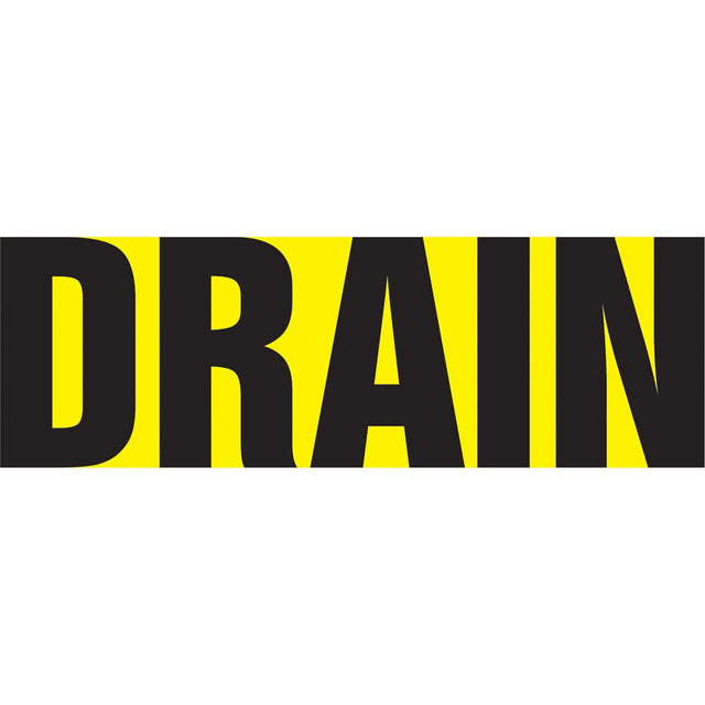 Snap Tite™ "Drain" Pipe Marker, Snap-On, 9" H x 8" W, Black on Yellow