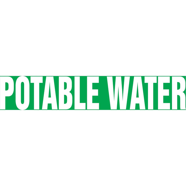 Snap Tite™ "Potable Water" Pipe Marker, Snap-On, 6" H x 8" W, White on Green