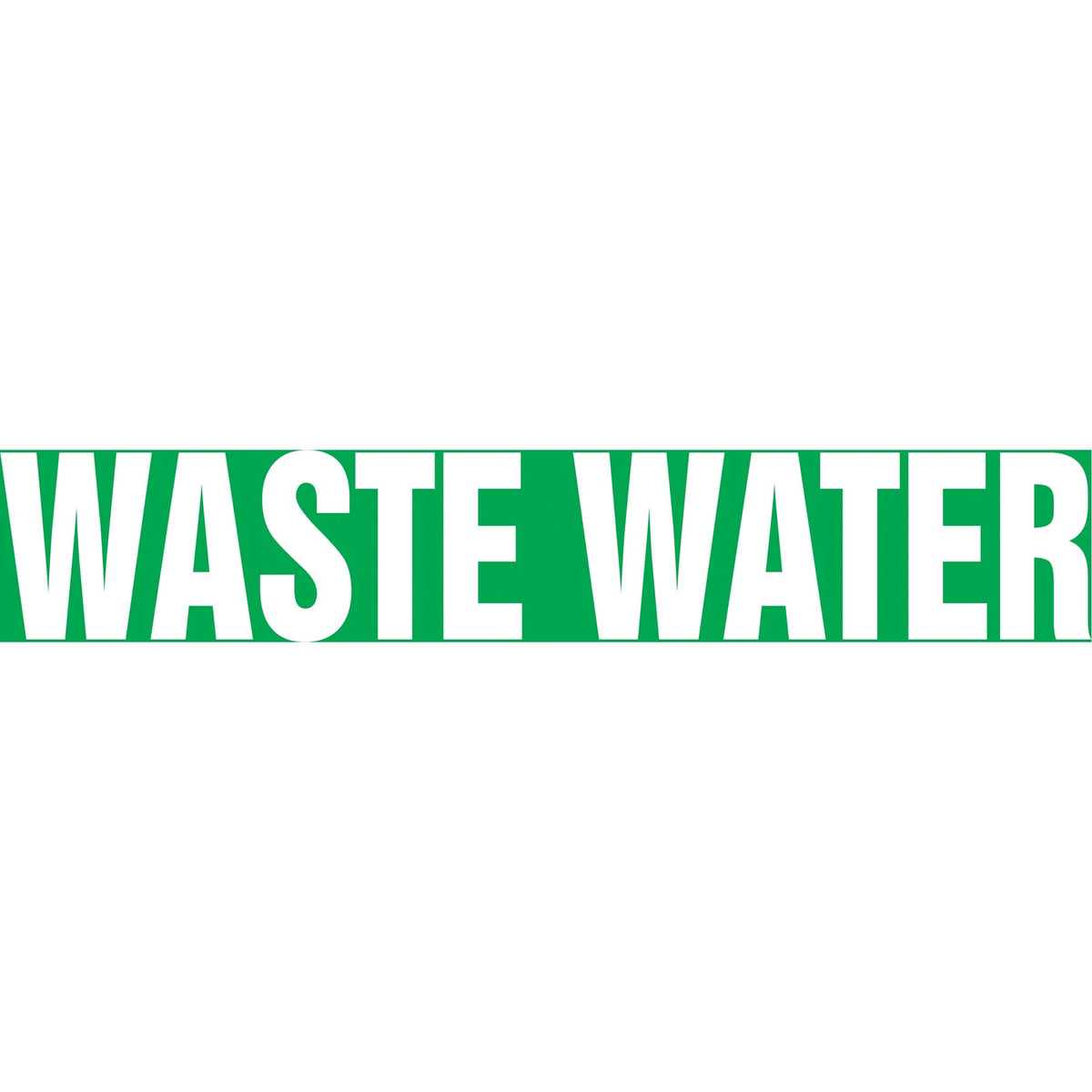 "Waste Water" Pipe Marker, Self-Adhesive, 1-1/2" H x 8" W, White on Green