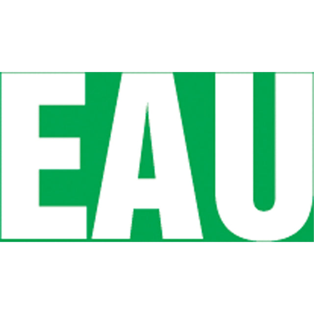 "Eau" Pipe Markers, Self-Adhesive, 2-1/2" H x 12" W, White on Green