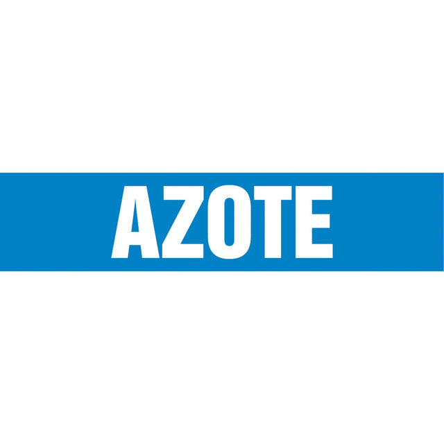 Snap Tite™ "Azote" Pipe Marker, Snap-On, 6" H x 8" W, White on Blue
