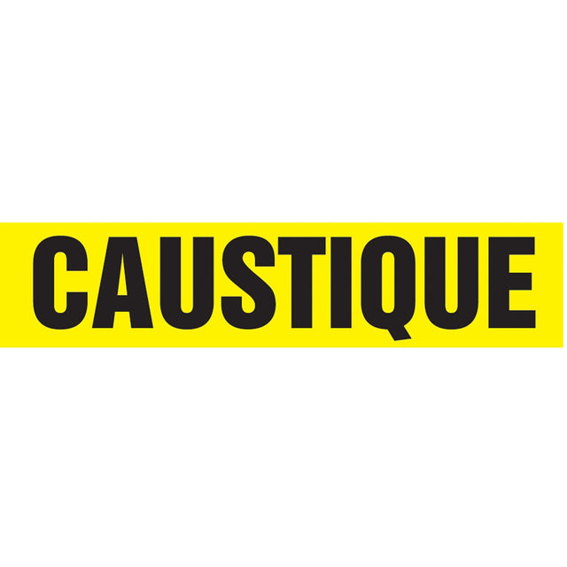 "Caustique" Pipe Marker, Self-Adhesive, 4" H x 24" W, Black on Yellow