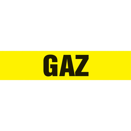 "Gaz" Pipe Marker, Self-Adhesive, 1" H x 8" W, Black on Yellow