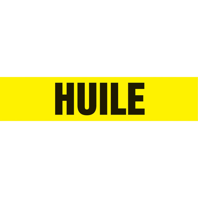 "Huile" Pipe Marker, Self-Adhesive, 1" H x 8" W, Black on Yellow