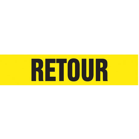 "Retour" Pipe Marker, Self-Adhesive, 1-1/2" H x 8" W, Black on Yellow