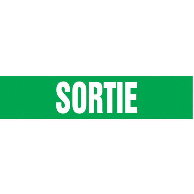 "Sortie" Pipe Markers, Self-Adhesive, 2-1/2" H x 12" W, White on Green