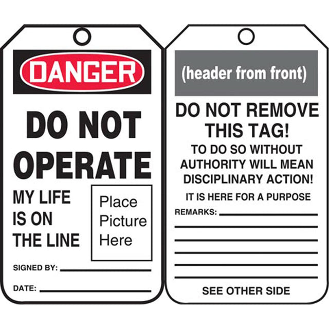 Safety Tags, Plastic, 3-3/8" W x 5-3/4" H, English