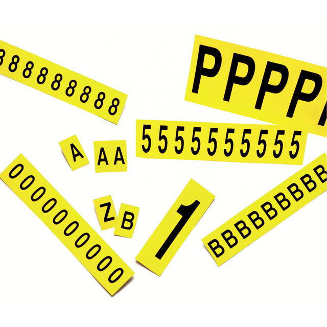 Individual Adhesive Letter Markers, X, 1" H, Black on Yellow