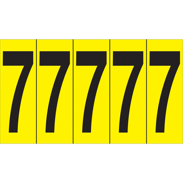 Individual Adhesive Number Markers, 7, 3-7/8" H, Black on Yellow