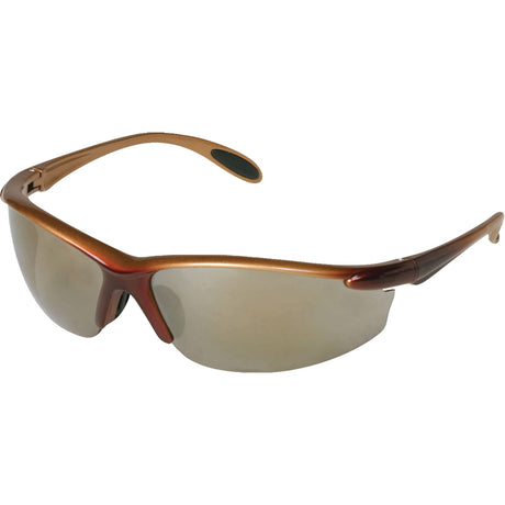 Catalina™ Brown Metallic Frame Safety Glasses, Mirror/Gold Lens, ANSI Z87+/Meets/Exceeds CSA Z94.3