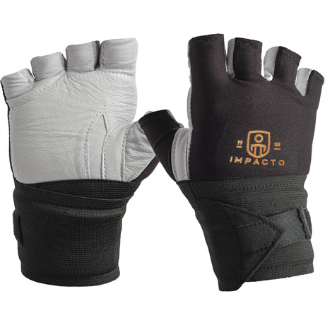Left-Hand Half-Finger Anti-Impact Glove, Size Large, Grain Leather Palm