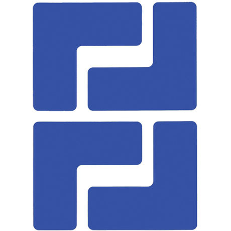 Floor Corner Marks, L, 5" L x 2" W, Blue, Polyester