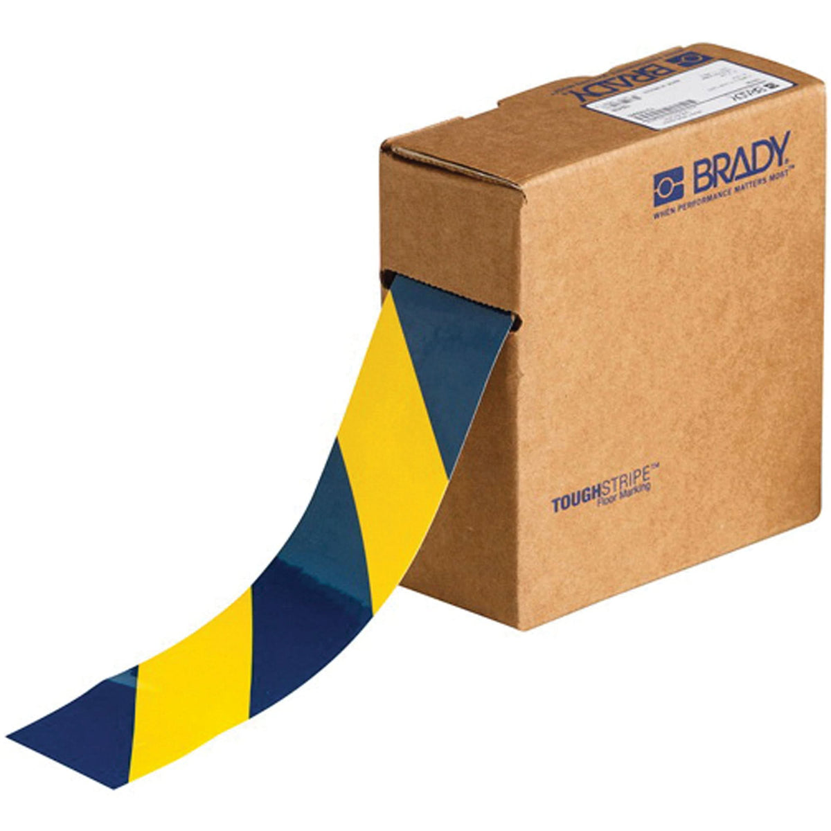 ToughStripe® Floor Marking Tape, 2" x 100', Polyester, Blue and Yellow
