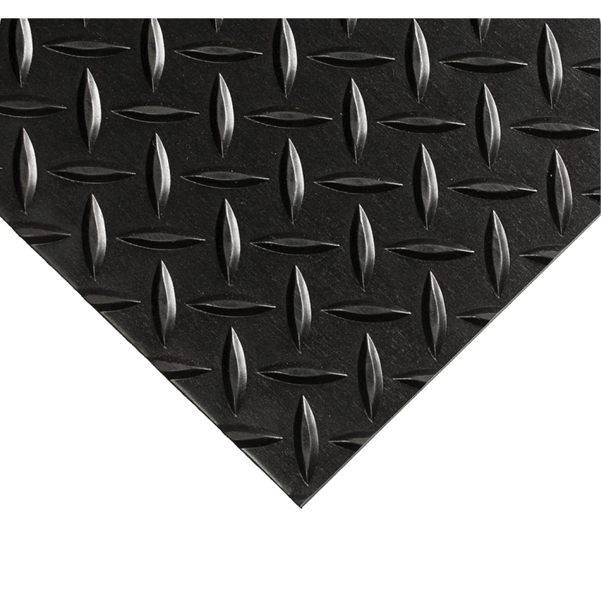 Diamond-Plate Switchboard Matting No.701, 2' W x 10' L, 1/4" Thickness, Black, PVC