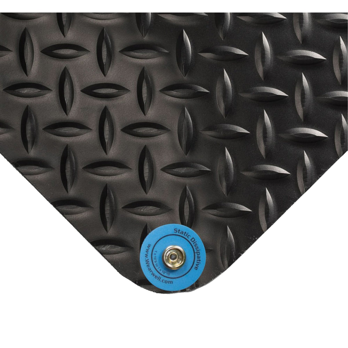 Electrically Conductive Mat No.786, 3' W x 5' L x 15/16" T, PVC, Diamond, Black