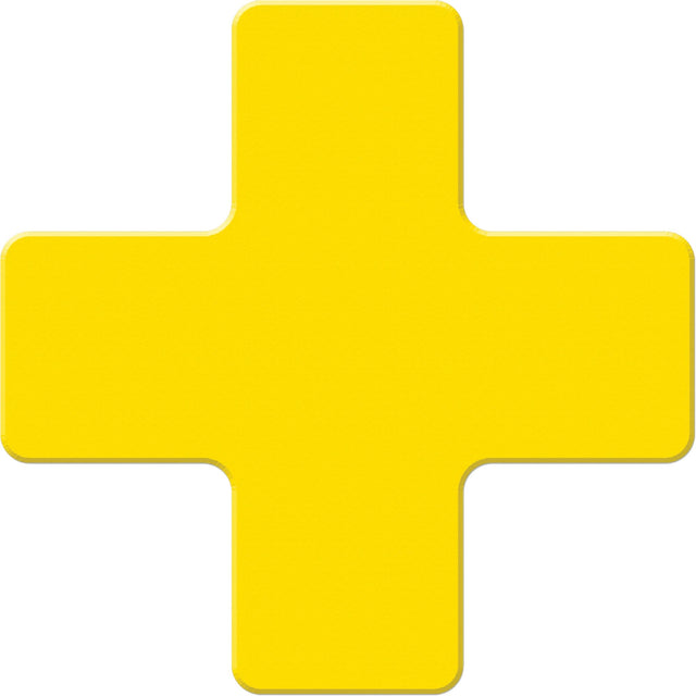 Armor Stripe Lean/5S Markers, Cross, 6" L x 6" W, Yellow, Plastic