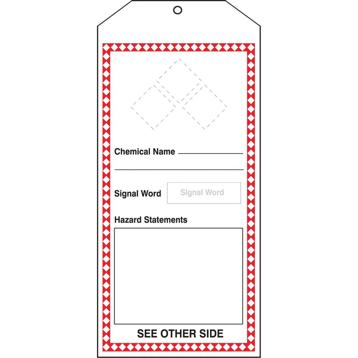 GHS Jumbo Tags, Cardstock, 3-7/8" W x 8-1/2" H, English